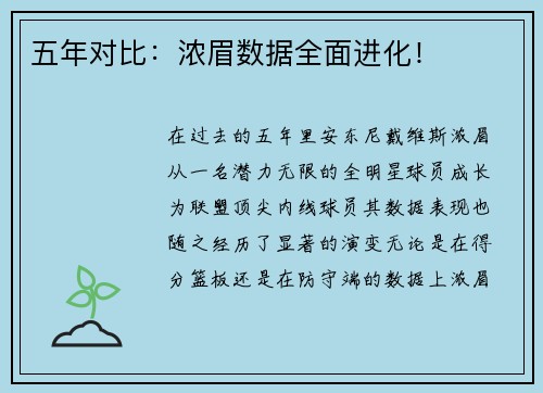 五年对比：浓眉数据全面进化！